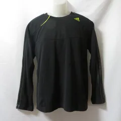 古着 メンズ100 adidas/アディダス ポリエステルTシャツ 長袖 CLIMALITE スポーツ ジム トレーニング ランニング ブラック/イエロー 911455