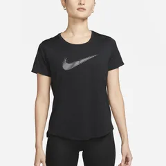 ナイキ nike Dri-FIT スウッシュ ランニングTシャツ 半袖 ウィメンズ レディース 女性【fb4697-010】陸上・ランニング用品 S (010)ブラック/クールグレー