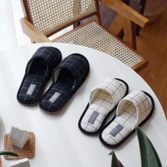 ペアで履ける チェック柄 ルームシューズ スリッパ