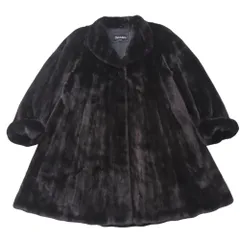 【美品/最高級】ブラックグラマ ミンク ファーコート 女優襟 11号 L相当 総丈94㎝ ブラックグラマミンク ファーコート XL相当 MGセーブル