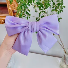 【新品】大きなリボンバレッタ　ヘアピン ロリィタ　パープル　紫色　大きい　大きめ
