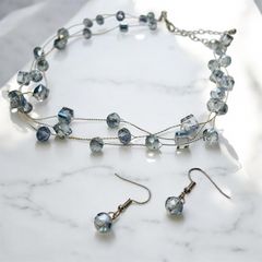 グレイッシュオーロラ ビーズワイヤーセット ネックレス＆ピアス