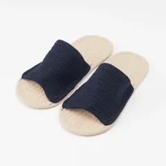 無印良品２足 ルームサンダル・前あき Ｓ／22～23.5ｃｍ用・生成×ネイビーのサムネイル
