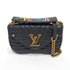 【栄】ルイヴィトン ニューウェーブ PM M51683 2WAYバッグ カーフレザー チェーンショルダー ブラック系 ゴールド金具