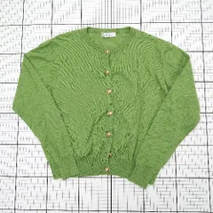 ◇ ⊇ Edit seen エディットシーン 装飾ボタン 長袖 ボタンカーディガン サイズM グリーン系 レディース E  【1508200024523】
