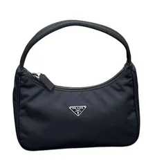 保管品◆本物プラダPRADAヴィンテージVintage三角プレートホーボーHOBOロゴLOGOナイロンハンド腋下ミニバッグアクセサリーポーチ黒ブラック