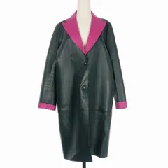 ランバン LANVIN バイカラー ボンディング レザーコート 36 ダークネイビー ピンク 国内正規のサムネイル