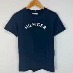 TOMMY HILFIGER トミーヒルフィガー Tシャツ アーチロゴ ロゴ刺繍 ネイビー メンズ 古着 ストリート