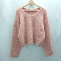 ◇ ⊇ Reurie’ レウリィ Vネック ショート丈 長袖 ニット サイズフリー ピンク レディース E  【1502180044922】
