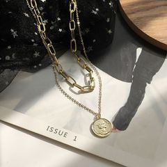 大人気ヒット商品　コイン ネックレス チェーン 2連 韓国 マリアネックレス
