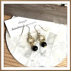 No.964 一粒ブラックターコイズピアス　天然石ピアス　ハンドメイドイヤリング　ターコイズピアス　ターコイズイヤリング