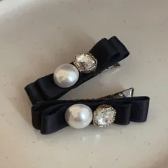 ヘアピン 黒 クリップ ヘアアクセ キラキラ 可愛い オシャレ 結婚式 パール かわいい きれいめ 編み込み ブラック キラキラ パーティー ヘアアレンジ 2個セット 30代 40代 50代 ハンドメイド クリスマス 着物 ドレス ワンピース シンプル 発表会