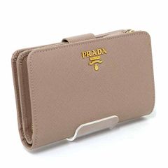 プラダ PRADA サフィアーノ メタル 二つ折り財布 PORTAFOGLIO LAMPO レザー 1ML225 CAMMEO カメオ ベージュ系 未使用品