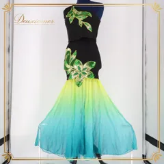 【ベリーダンス用衣装】 ブラック系 グリーン系 スパンコールラメ 花柄 上下セット 黒 緑 黄緑 水色 レッスン着 グラデーション エレガント 衣装セット おしゃれ ステージ衣装 ダンスウェア カラフル 女性用