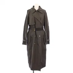 ランバン LANVIN トレンチコート アウター ロング丈 ダブル ベルト 36 チャコールブラック /BBのサムネイル