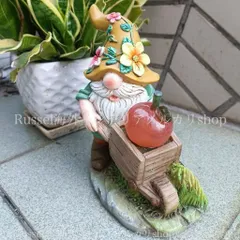 ガーデンライト ノーム りんご かわいい 樹脂 庭 カート 妖精 照明 ライト オブジェ 置物 ガーデニング 雑貨 ガーデン雑貨 ガーデンインテリア ガーデン インテリア 庭の装飾 お洒落 おしゃれ 8-14