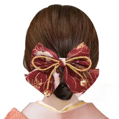 『数量限定』 ヘアアクセサリー 子供 女の子 つまみ細工 鈴付き 1枚 和風 りぼん 飾り 髪 (03 成人式 七五三 振袖 浴衣 赤系 和装 着物 卒業式 袴 ) リボン 髪飾り [OTAKUMARKET]