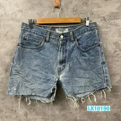 Levi's505R ブルー レギュラー ジップフライ ショート デニム パンツ ジーパン W32L32 実寸W32in 赤タブ 005054891 海外輸入 リーバイス 古着 LK10190