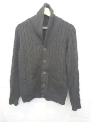 ◇ ⊇ nano universe ナノ ユニバース ケーブル編み 長袖 ニット カーディガン サイズS ブラック系 メンズ E  【1507100000620】