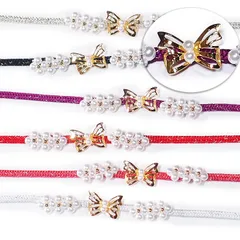 浴衣 飾り紐 帯締め 帯締 蝶々 パール 帯〆 日本製 白 ピンク 赤 紫 黒 銀 胡蝶 レディース カジュアル 和装小物 可愛い 送料無料 T14 s732 Si
