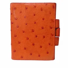 エルメス手帳カバー　オーストリッチレザー 　オレンジ エルメス手帳カバー オーストリッチレザー オレンジ