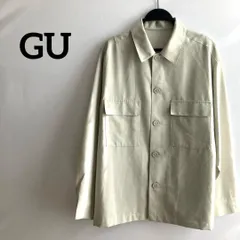 GUジーユー長袖シャツトップスグレーベージュ無地シンプルカジュアルM