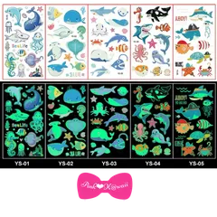 [海外限定]キッズ　暗闇で光るタトゥーシール❤︎海の生き物❤︎5枚セットタトゥーシール ステッカー タトゥー 動物 馬  子供 かわいい 防水 ボディーシール フェイス シール ボディステッカー 誕生日 パーティー 仮装 顔 ギフト プレゼント