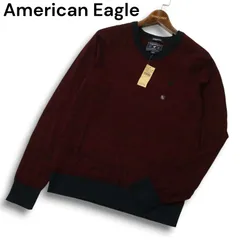【新品 未使用】 AMERICAN EAGLE OUTFITTERS アメリカンイーグル ロゴ刺繍★ ウール混 ニット セーター Sz.S　メンズ