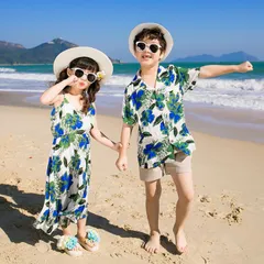 お揃い 親子 アロハシャツ  ワンピース 親子 ペアルック 親子コーデ 親子 アロハ ワンピース 花柄シャツ  ママ レディース  パパ メンズ アロハシャツ  ハワイ風lianke01