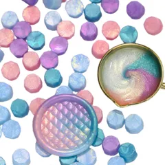 【シーリングワックス 100粒 オーロラ 八角形】シーリングスタンプ 封蝋 手紙 レター 結婚式 招待状 (11.波光藍) [11.波光藍]