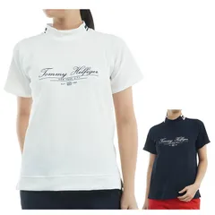 トミーヒルフィガー ゴルフ モックシャツ レディース 半袖 ハイネック シャツ 吸水速乾 UVカット ストレッチ ロゴ ゴルフウェア ブランド 総柄 春 夏 秋 THLA504
