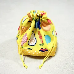お弁当袋 コップ袋 巾着 ハンドメイド 女の子 北欧 フルーツ りんご 洋梨