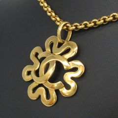 シャネル CHANEL ヴィンテージ アクセサリー ゴールドカラー フラワー ロング ネックレス ココマーク ペンダント 95P 管理11650