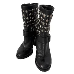 JIMMY CHOOSE ジミーチュウ ショートブーツ 黒 バイカー スタースタッズ エンジニア ブーツ 星 レディース サイズ36 23. 0cm