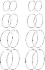 【在庫処分】JeryWe 8 ペア フェイクピアス ノンホールピアス 両耳用 セット イヤリング メンズ レディース 人気 ファッション イヤーカフ 偽 フープピアスアクセサリー