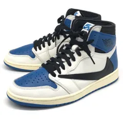 【倉吉店】 中古 NIKE | ナイキ スニーカー TRAVIS SCOTT×FRAGMENT DESIGN AIR JORDAN 1 RETRO HIGH OG SP 'MILITARY BLUE' DH3227-105 ブルー 28cm 【126】