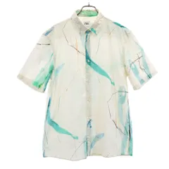 ZARA ザラ 総柄 半袖 シャツ M アイボリー メンズ 古着