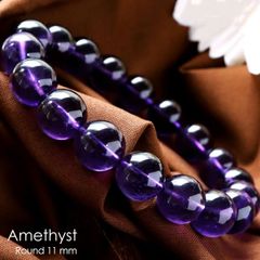 アメジスト ブレスレット 11mm ウルグアイ産 AAA 濃紫 紫水晶 2月 誕生石 天然石 パワーストーン Amethyst クリスマス 贈り物 ギフト プレゼント