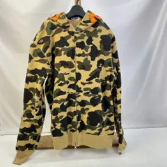 01w-5221 アベイシングエイプ A BATHING APE  TIGER FULL ZIP HOODIE 1stカモ柄タイガーフルジップパーカー カモフラ  イエロー  サイズXL  日本製 メンズ  コットン  001ZPF801002X 【中古品】