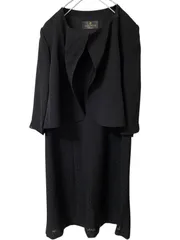 Z1359【美品】SOIR BENIR 東京ソワール ブラックフォーマル ワンピース ドッキングワンピース 米沢織 ブラック サイズ13