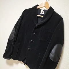 ★BEAMS BOY コーデュロイ ジャケット シングル 4くるみボタン テーラード エルボーパッチ 牛革 本革 ブラック 黒 レディース アウター トップス 長袖 綿 ビームスボーイ 日本製 ブランド古着 USED