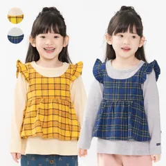 moujonjon チェックチュニック長袖Tシャツ　m64804