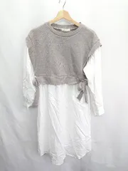 ◇ ⊇ w closet ダブルクローゼット 長袖 膝下丈 ワンピース サイズF グレージュ系 レディース E  【1410100065943】