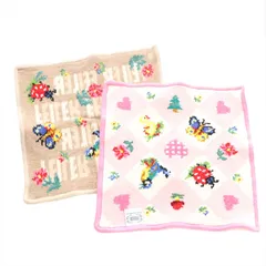 フェイラー FEILER ハイジ ハンカチ ハンドタオル 2枚セット コットン ピンク 茶色 ブラウン /AS ■OS