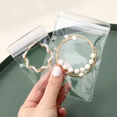 2種サイズ (5x7cm+7x10cm) ジュエリーポーチ 100枚セット 透明 パッキング ビニール チャック付き 密封 pvc 抗酸化 変色防止 アクセサリー 袋 ジップ ジュエリー袋 クリア ジッパー付き袋 ミニ 小さいサイズ