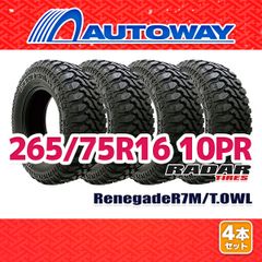 【AUTOWAY】 新品 265/75R16 サマータイヤ Radar RENEGADE R7 M/T.OWL 16インチ 4本セット 夏タイヤ オートウェイ