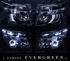 E52 エルグランド 前期 AFS有 インナーブラック塗装＆LEDイカリング＆白色LED増設 仕様 ドレスアップ ヘッドライト 純正加工品 HID