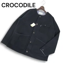 【新品 未使用】 CROCODILE クロコダイル 秋冬★ ノーカラー ジャケット カーディガン Sz.L メンズ 紺