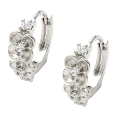 【シルバー×ピアス】[Cream dot. クリームドット公式] ピアス レディース  フープ 金属アレルギー ニッケルフリー 中折れ キャッチレス 開閉式 キュービックジルコニア ビジュー フラワー 大人 