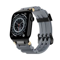 アップルウォッチバンド（Apple Watchバンド）メタルギアシリコンバンド【ブラック×グレー】42mm/44mm/45mm/46mm/49mm対応 [BELTIES]